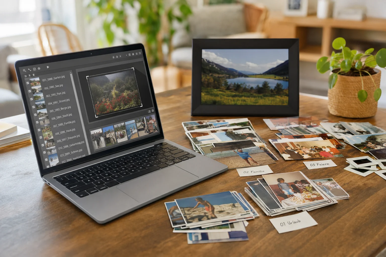 Fotos für den digitalen Bilderrahmen digitalisieren: Auflösung, Zuschnitt und Reihenfolge sinnvoll wählen