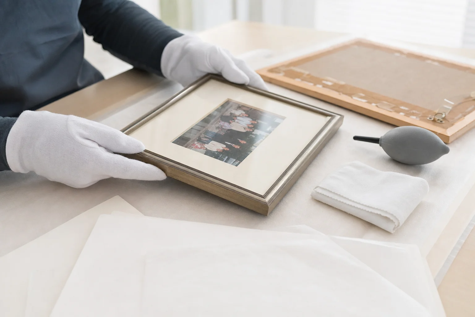 Gerahmte Fotos digitalisieren: Was bei Bildern hinter Glas, Passepartout und alten Rahmen wichtig ist